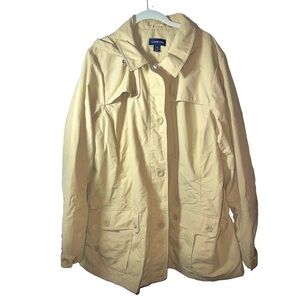 Lands End Tan‎ Lightweight Hooded Utility Rain Jacket 2x